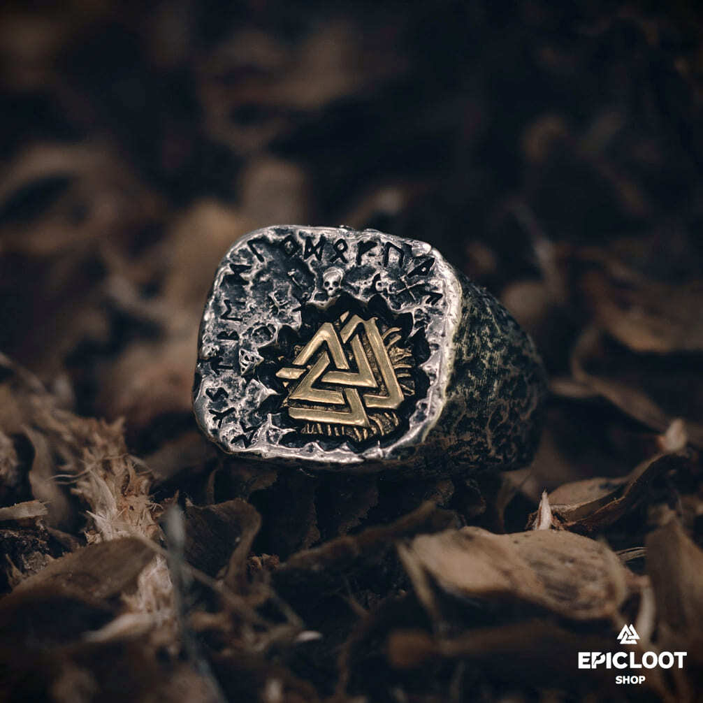 925 Sterling Silver Antique Valknut Ring