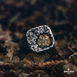 Anello Vegvisir Bussola In Argento 925 - Aspetto Classico In Stile Antico