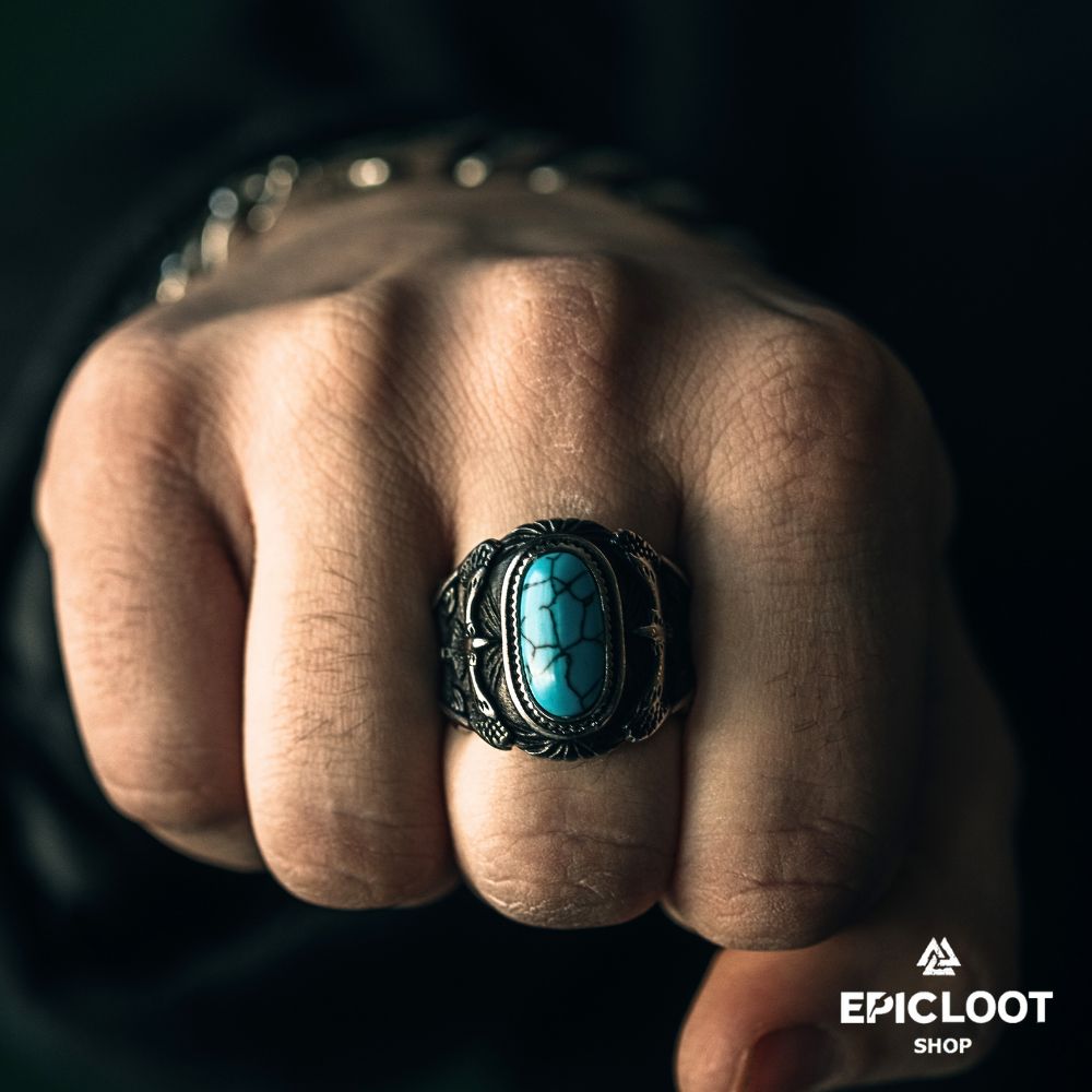 Ravens ring with turquoise Gemstone