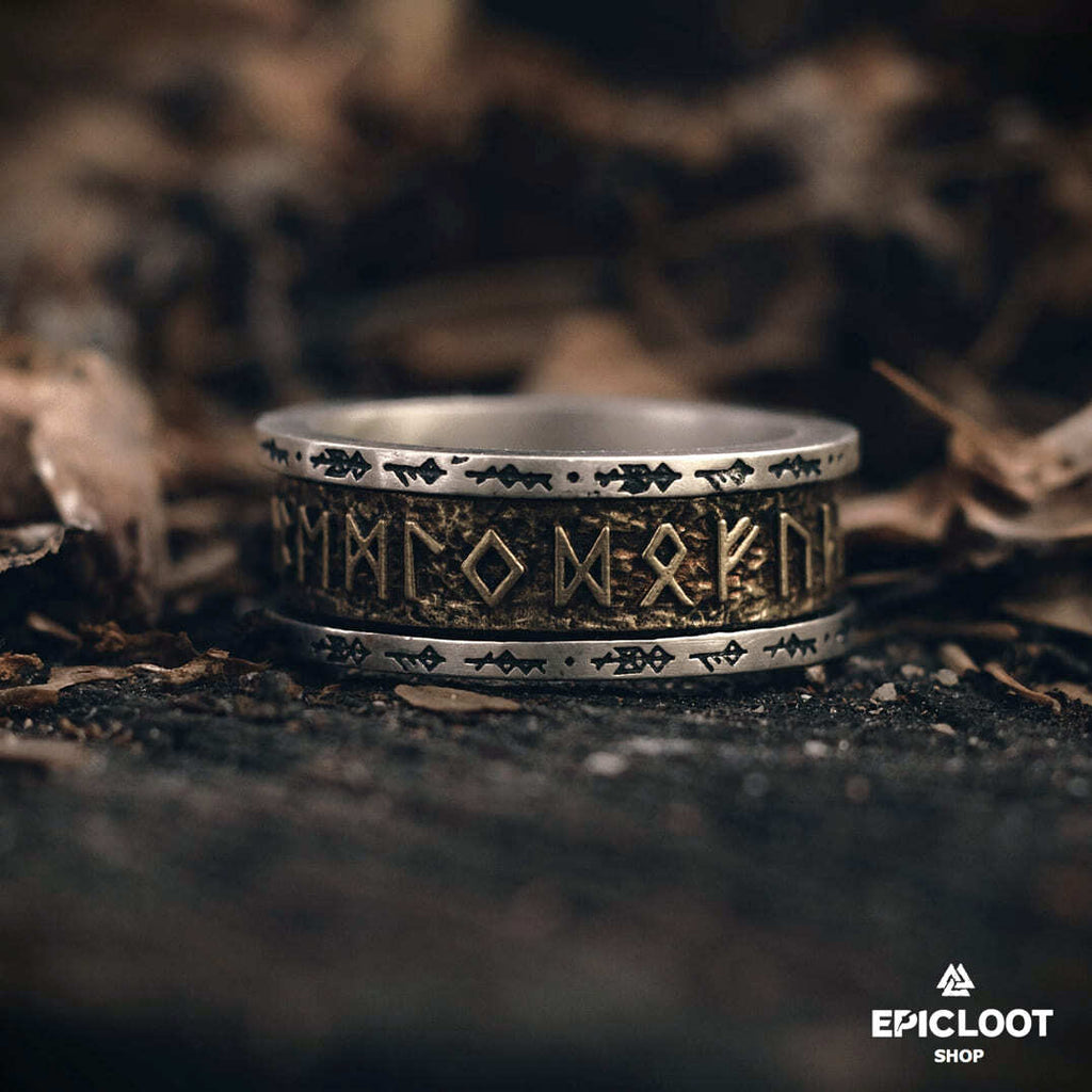 Handcrafted 925 Silver Nordic Viking Runes Ring
