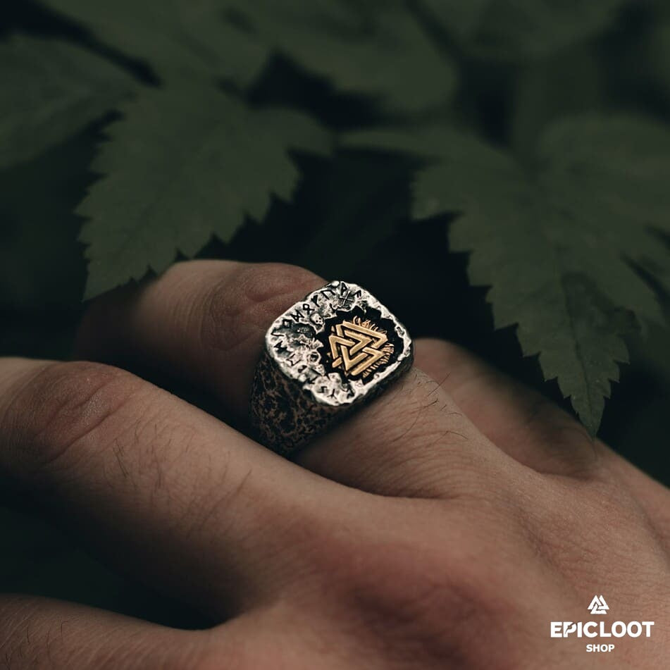 925 Sterling Silver Antique Valknut Ring