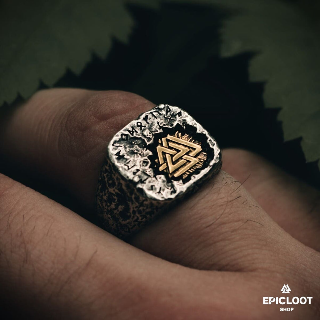 925 Sterling Silver Antique Valknut Ring