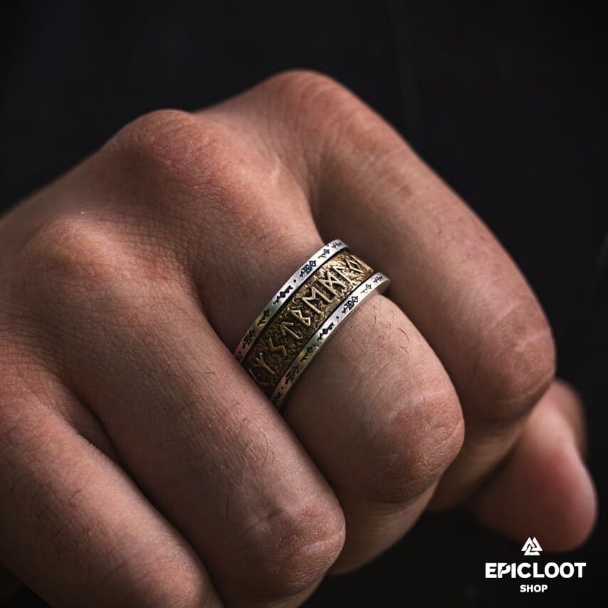 Handcrafted 925 Silver Nordic Viking Runes Ring