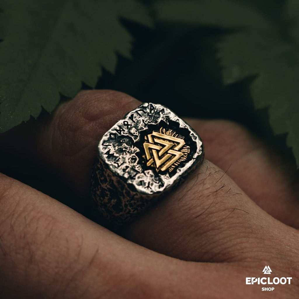 925 Sterling Silver Antique Valknut Ring