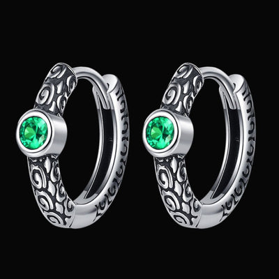 Vintage 925 Silver Zircon Green Earrings