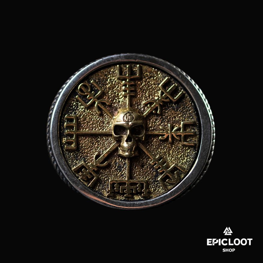 925 Silver Vegvisir Skull Norse Ring