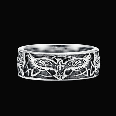 Anello di Odin con Corvo e Lupo