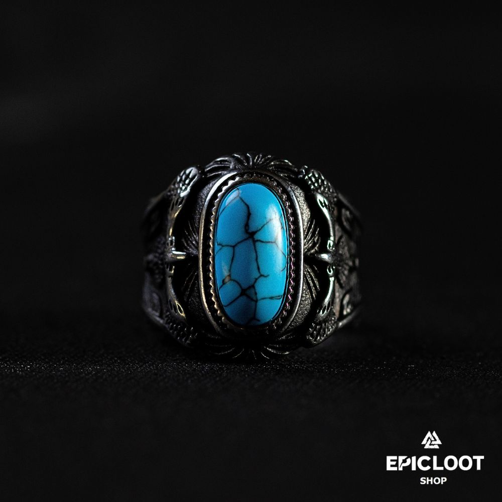 Ravens ring with turquoise Gemstone