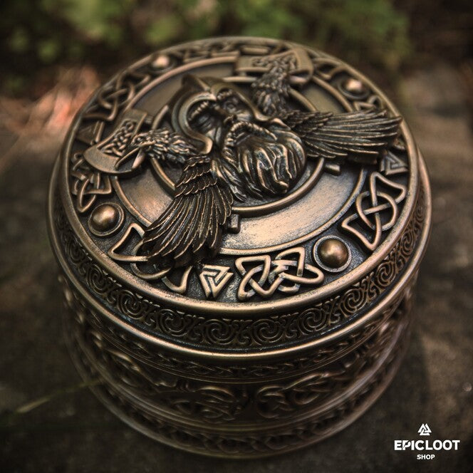 Authentic Viking Jewelry Box Adorned with Ancient Nordic Symbols