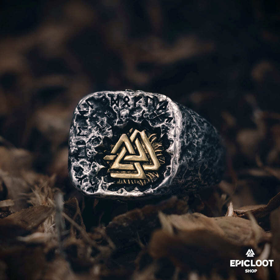 925 Sterling Silver Antique Valknut Ring