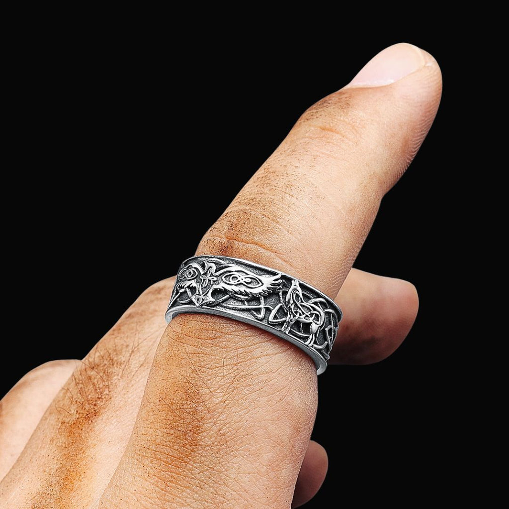 Odin's Raven & Wolf Ring