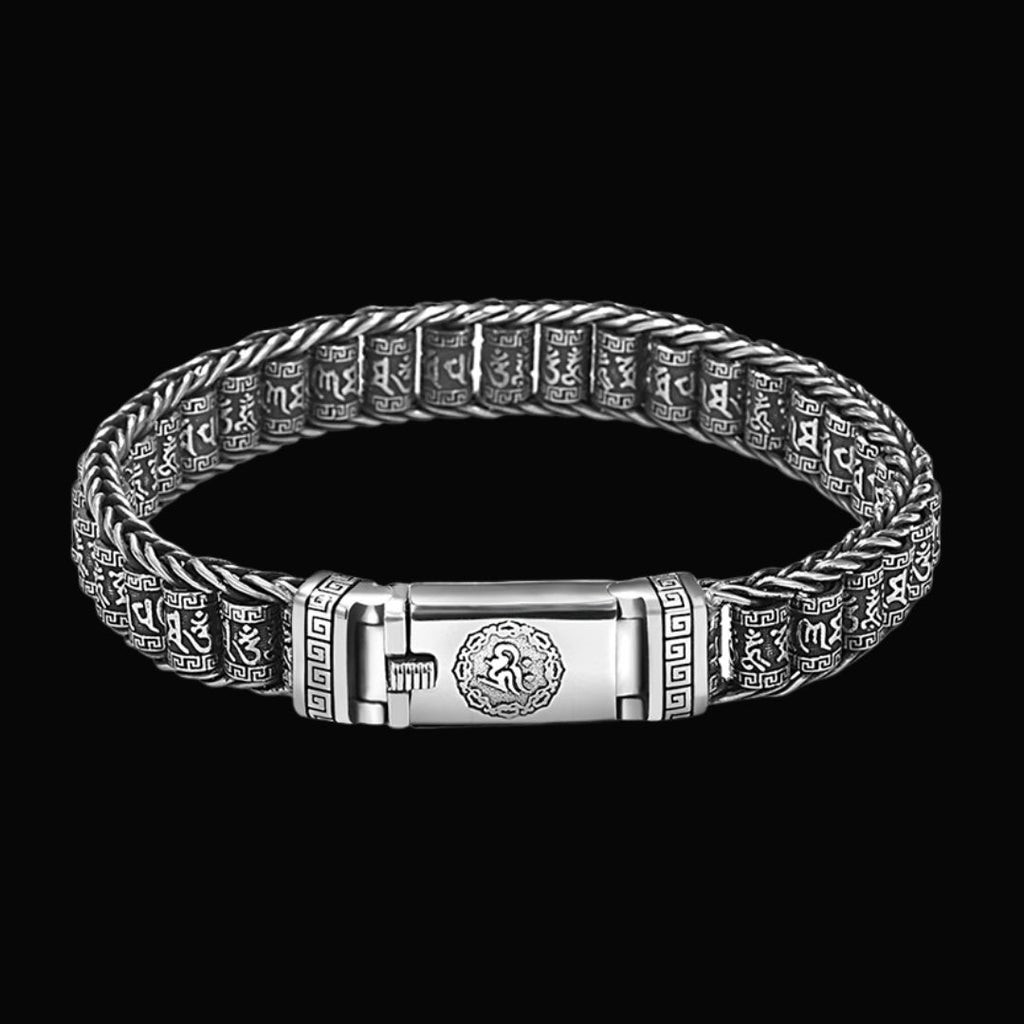 Retro Silver Wisdom Bracelet - Viking Arm Ring - Detailed View | Epic Loot Shop