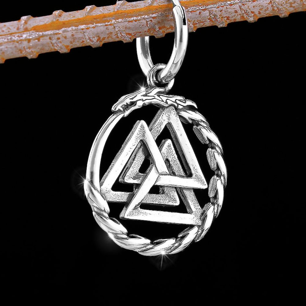 Valknut Symbol Viking Earrings - Viking Jewelry For Men - Detailed View | Epic Loot Shop