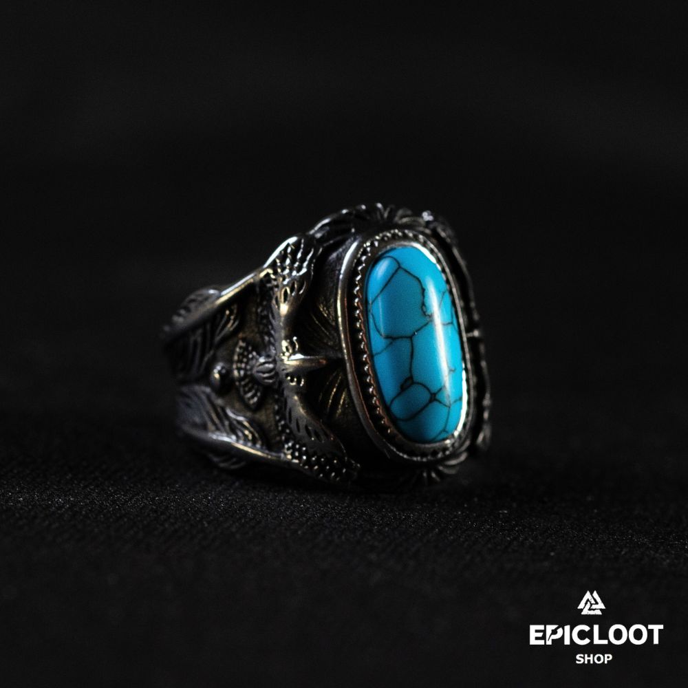 Ravens ring with turquoise Gemstone