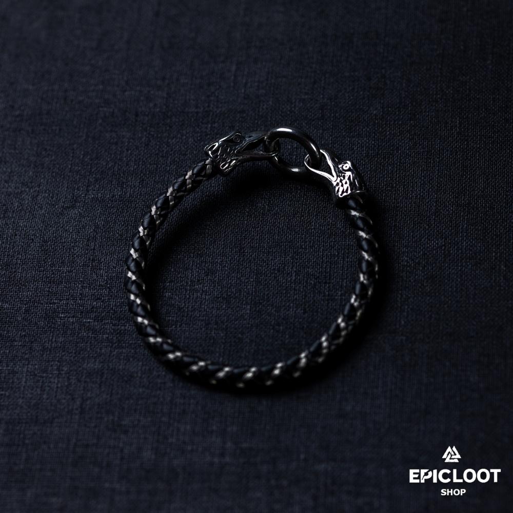 Odin's Ravens Leather Viking Bracelet