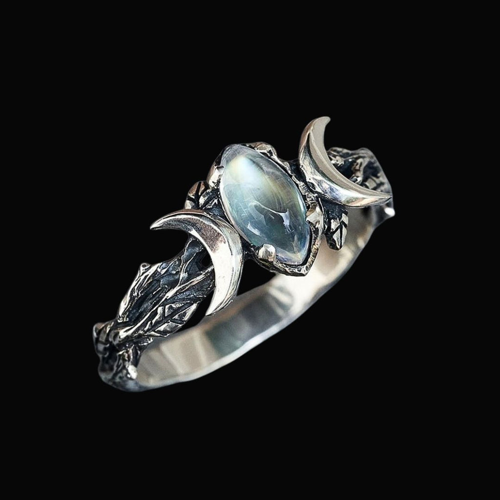 Mani Twin Moons Ring - Norse Women's Ring - Detailed View | Epic Loot Shop