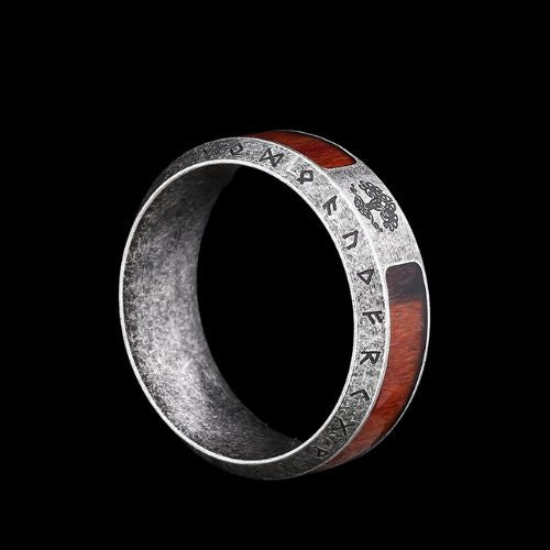 Yggdrasil Nordic Runes Ring Wooden Design