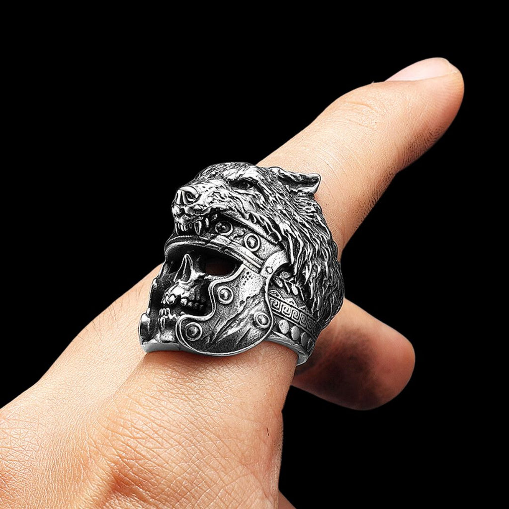 Gladiator Bear Skull Ring - Viking Rings For Men - Detailed View | Epic Loot Shop