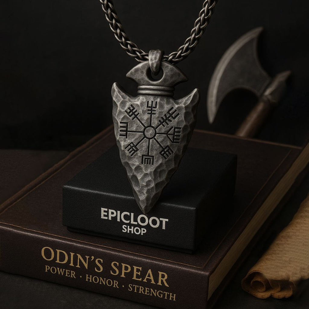 Odin's Spear Necklace with Vegvisir Symbol