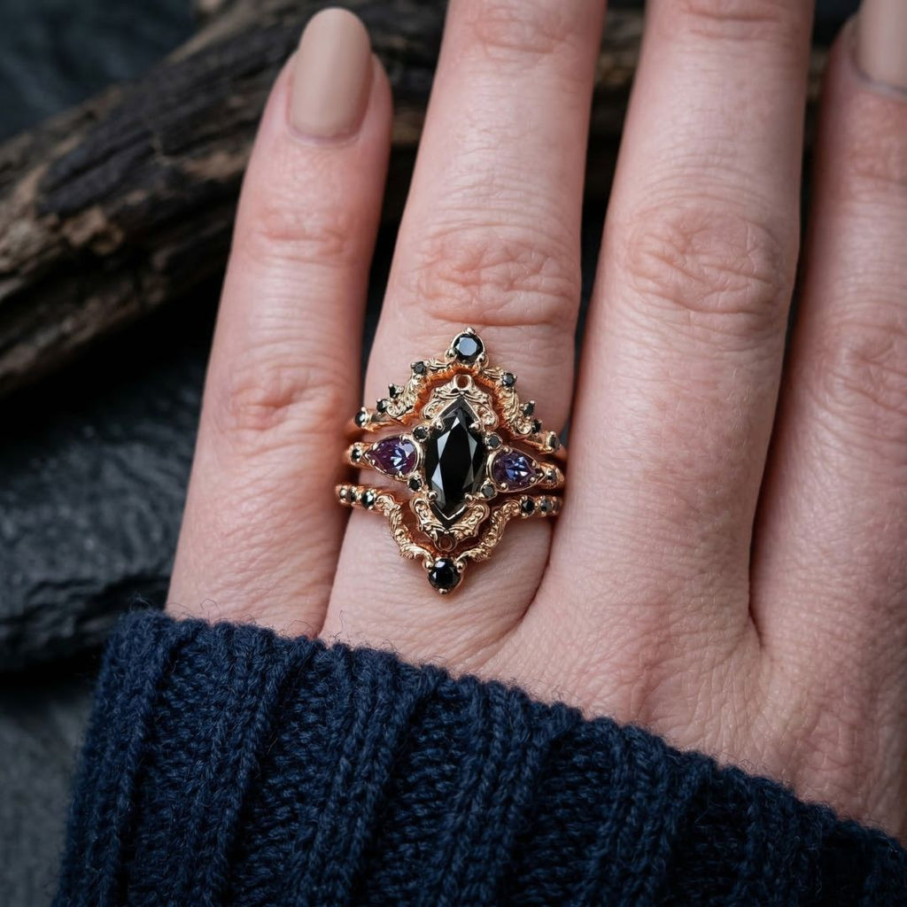 Black Sigil Crown - Norse Women's Ring - Detailed View | Epic Loot Shop