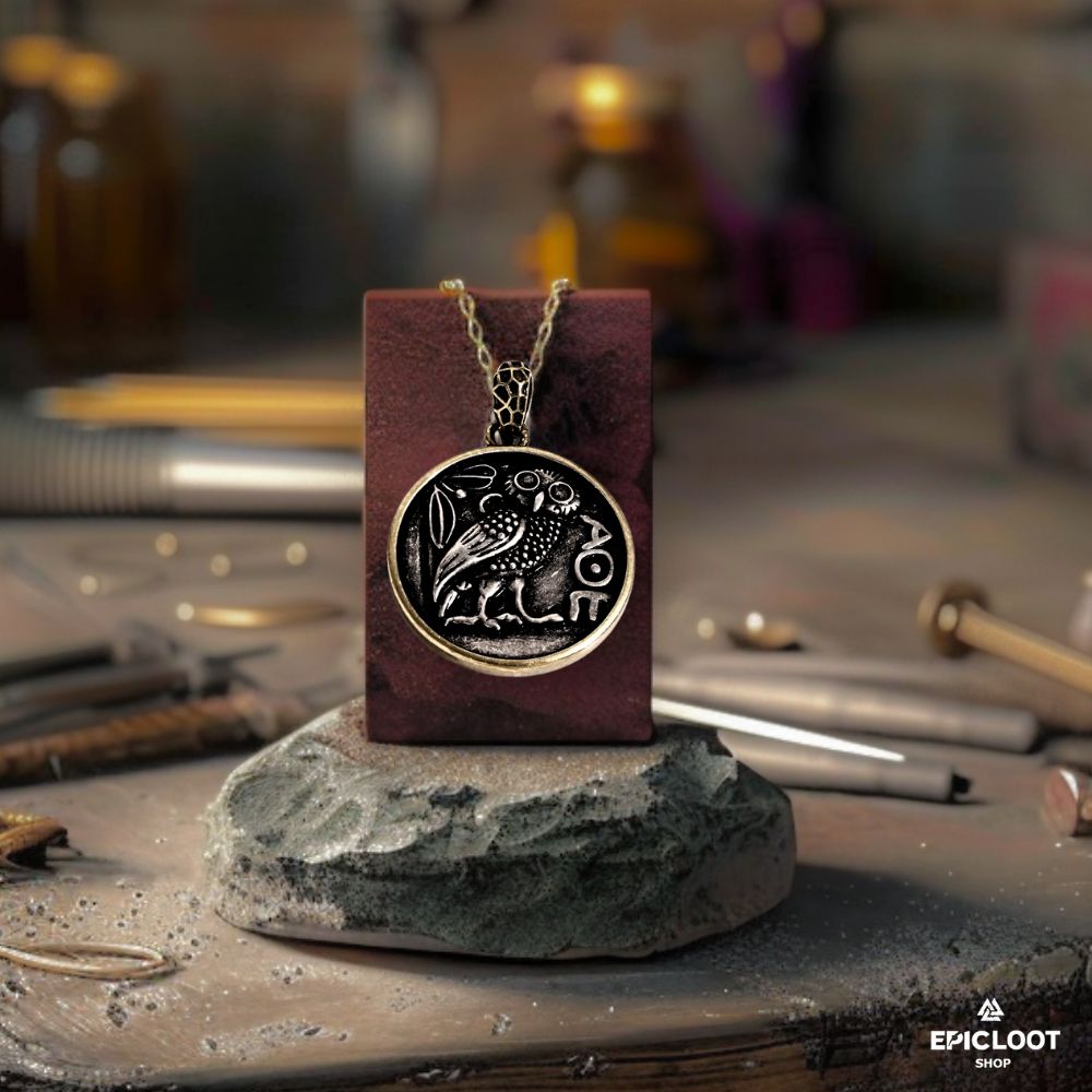 Athena Owl Pendant - Viking Necklace - Detailed View | Epic Loot Shop