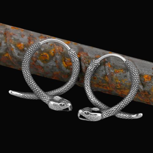 Jormungandr Snake Viking Earrings - Viking Jewelry For Men - Detailed View | Epic Loot Shop