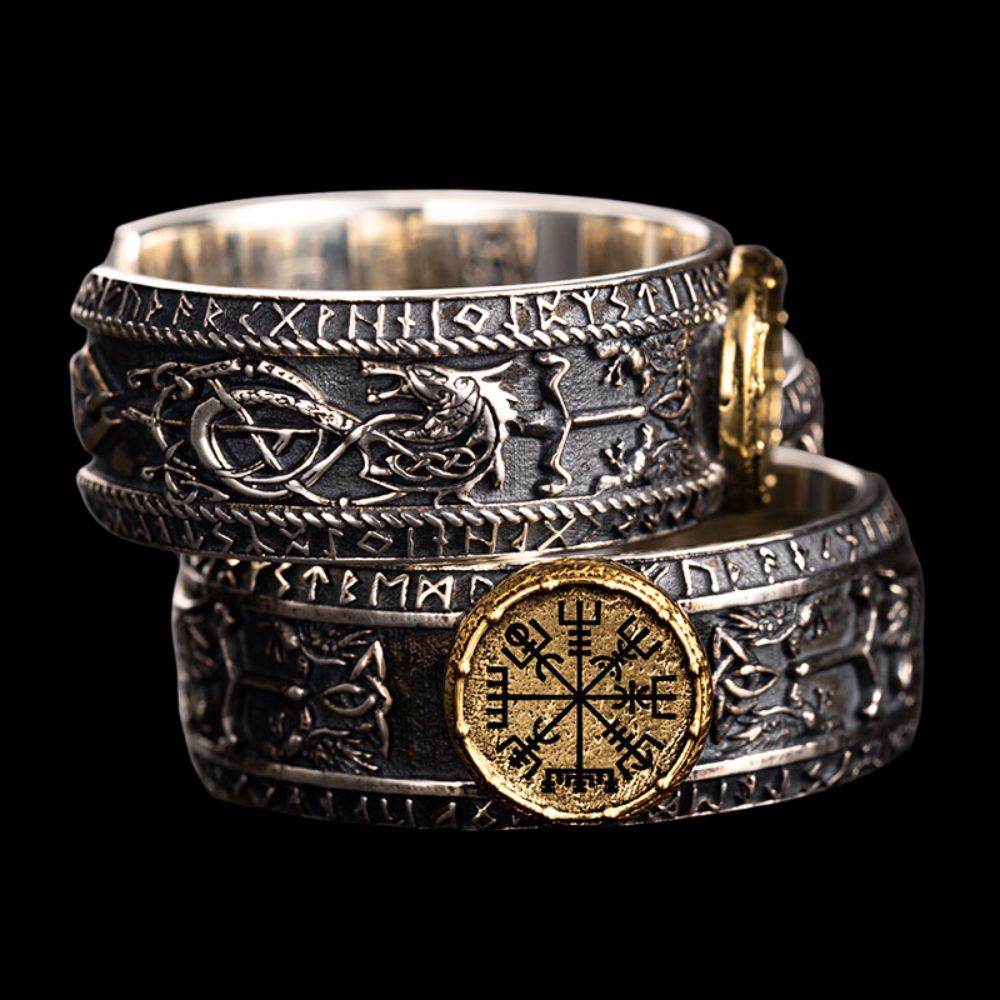 Multi-Symbolic Viking Rune Ring - Handcrafted Viking Ring - Authentic Design View | Epic Loot Shop