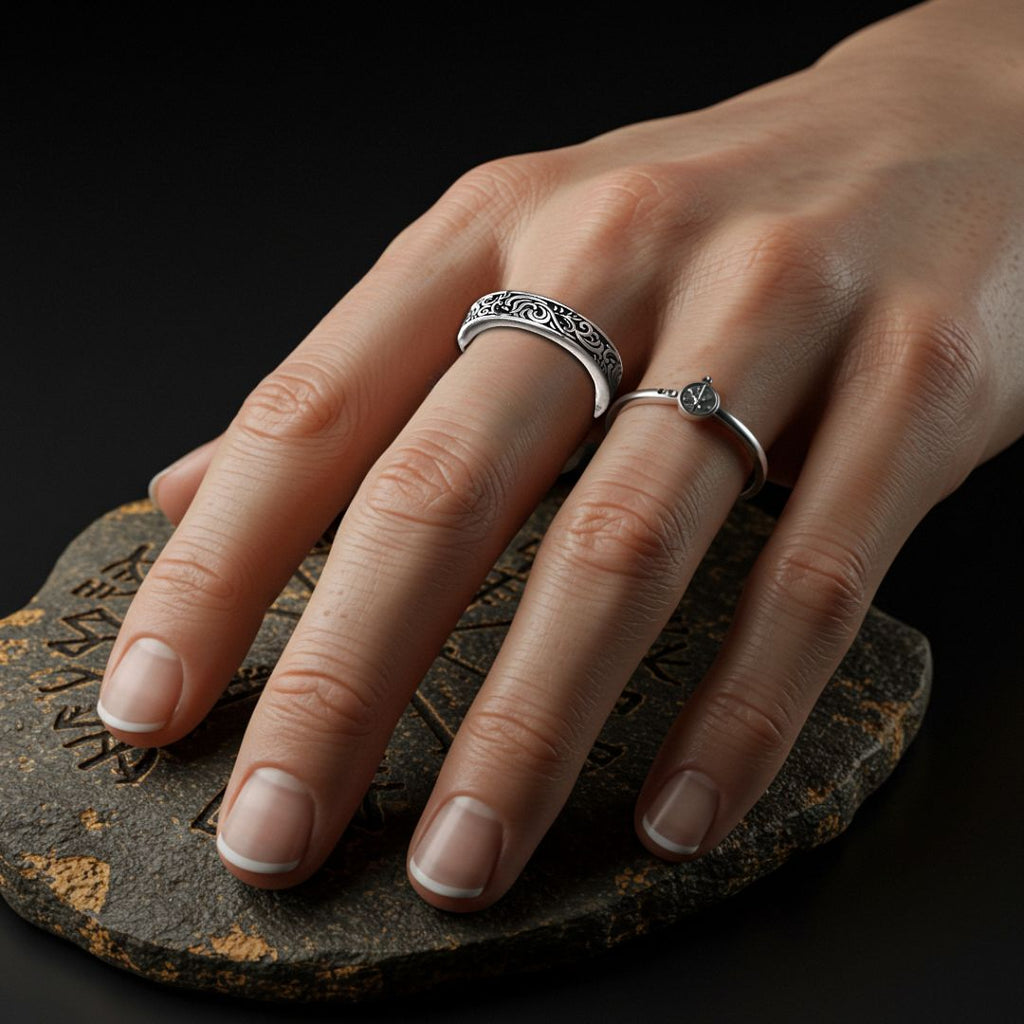Frostfire Band - Norse Women's Ring - Alternative Angle | Epic Loot Shop