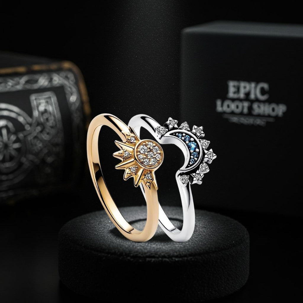 Dance of Sol and Mani - Norse Women's Ring - Detailed View | Epic Loot Shop