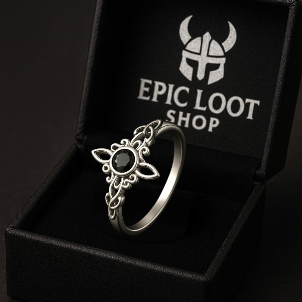 Midnight Valkyrie Ring - Norse Women's Ring - Alternative Angle | Epic Loot Shop