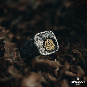 Anello Valknut in Argento Sterling 925 Effetto Antico