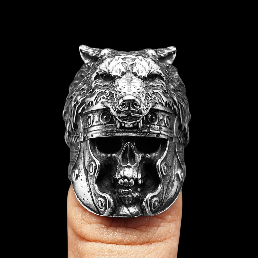 Gladiator Bear Skull Ring - Viking Rings For Men - Alternative Angle | Epic Loot Shop