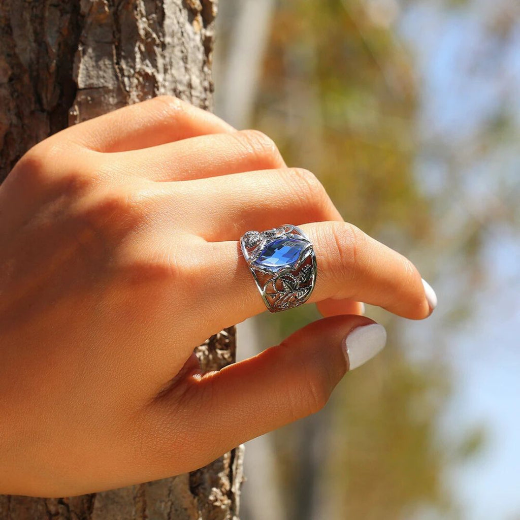 Sapphire Vine Ring - Norse Women's Ring - Alternative Angle | Epic Loot Shop
