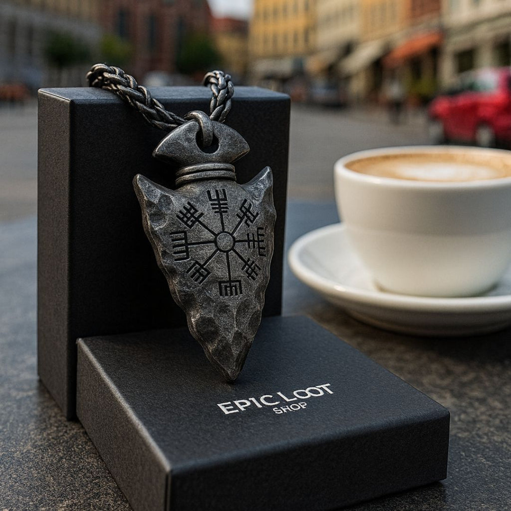 Odin's Spear Necklace with Vegvisir Symbol
