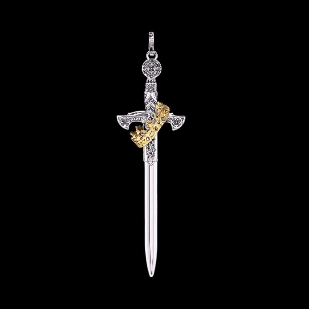 Royal Blade: Crowned 925 Silver Pendant Necklace