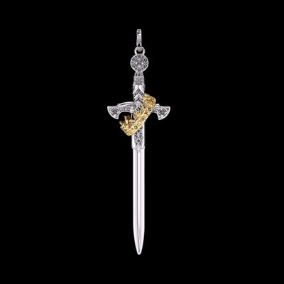 Royal Blade: Crowned 925 Silver Pendant Necklace