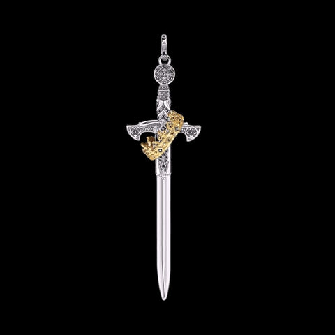 Royal Blade: Crowned 925 Silver Pendant Necklace