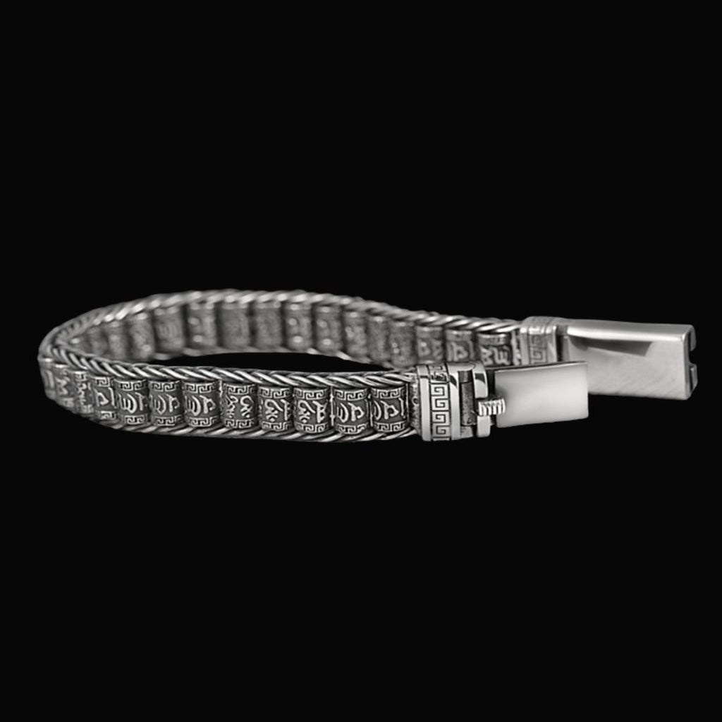 Retro Silver Wisdom Bracelet - Viking Arm Ring - Alternative Angle | Epic Loot Shop