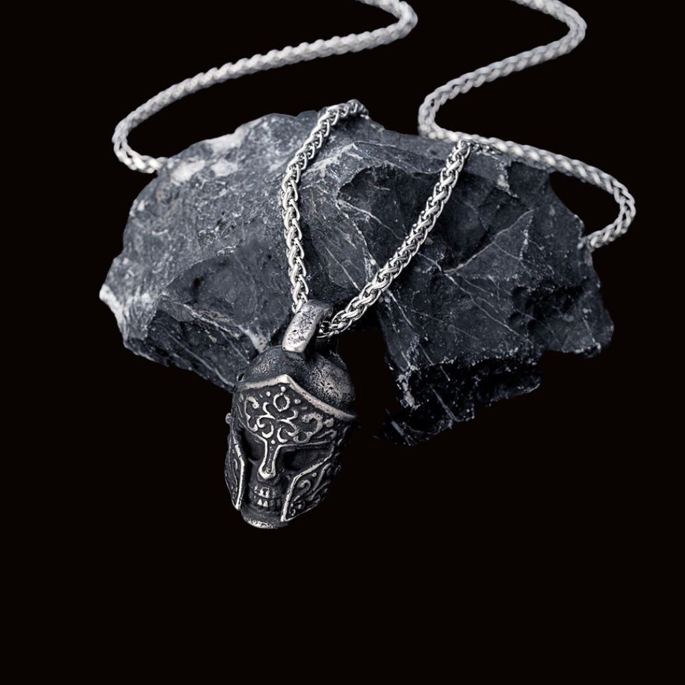 Vintage Norse Spartan Warrior Helmet Pendant Necklace