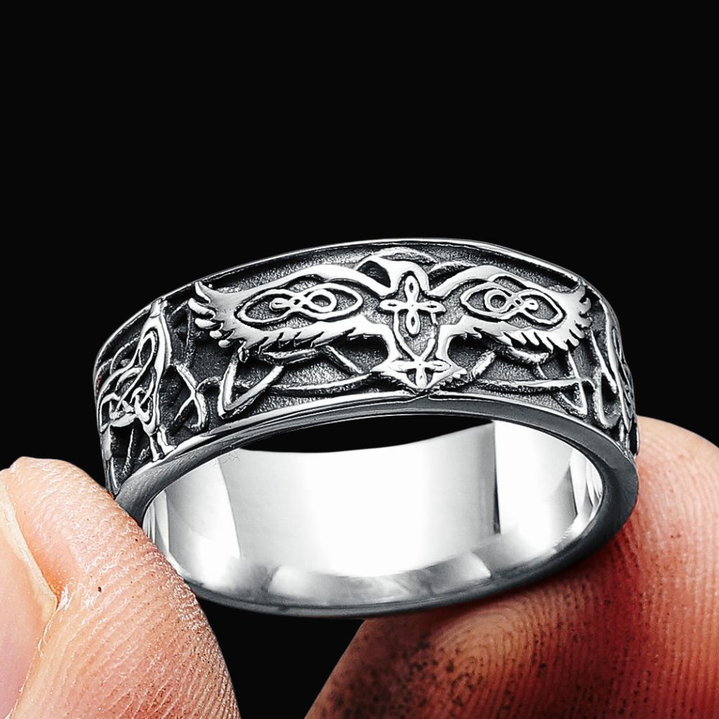 Odin's Raven & Wolf Ring