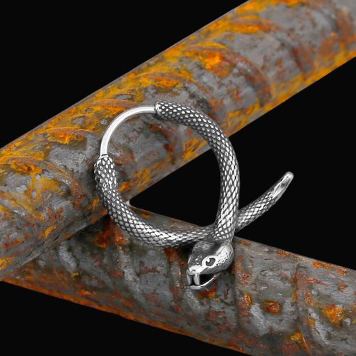 Jormungandr Snake Viking Earrings - Viking Jewelry For Men - Alternative Angle | Epic Loot Shop