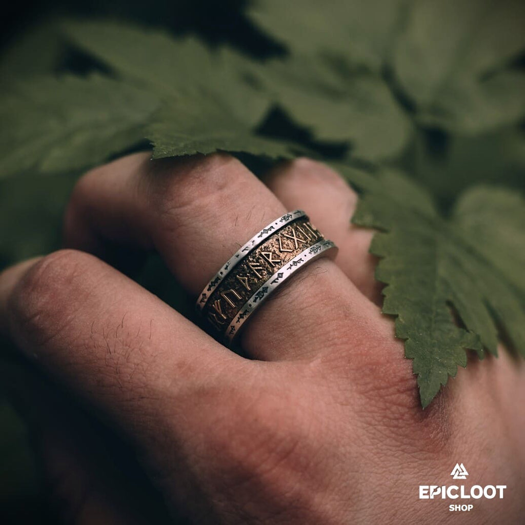 Handcrafted 925 Silver Nordic Viking Runes Ring
