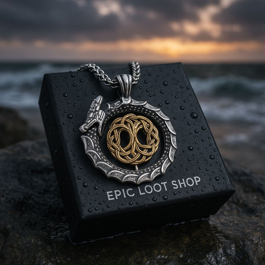 Jormungandr Surrounds Yggdrasil Rotating Pendant