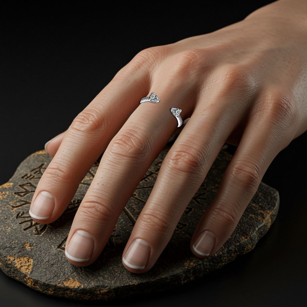 The Twin Wolves’ Ring - Norse Women's Ring - Close-up | Epic Loot Shop