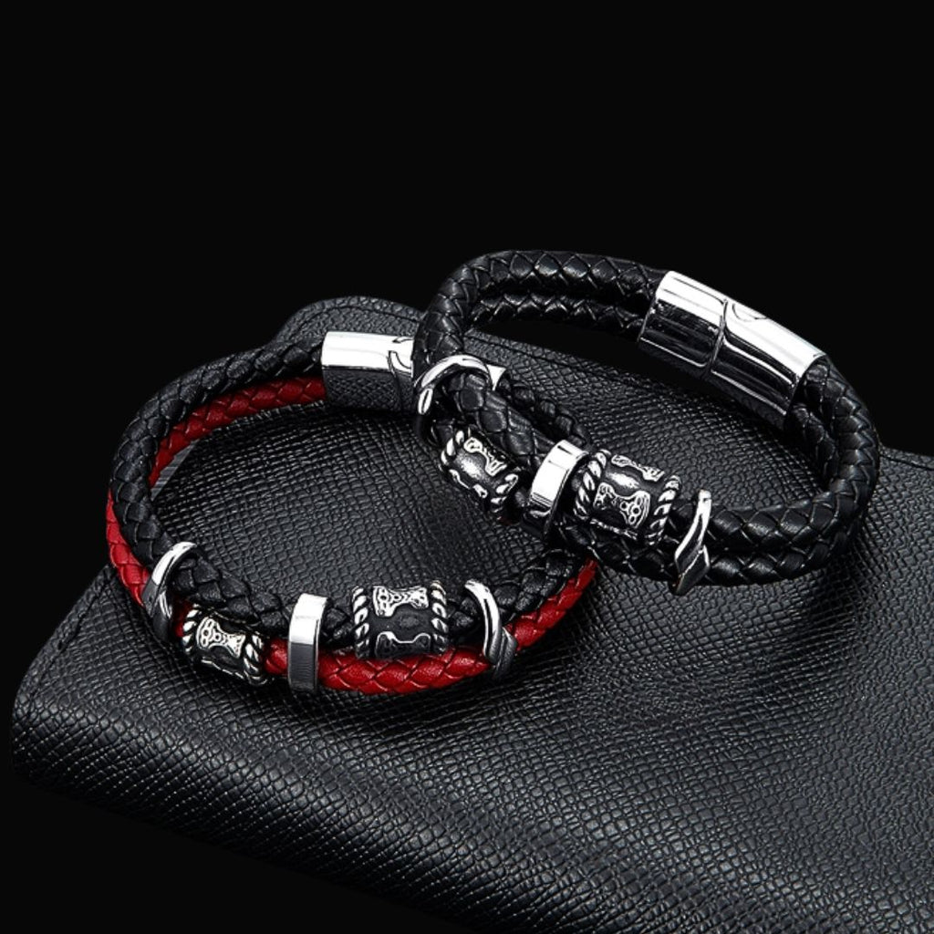 Thor's Hammer Leather Bracelet