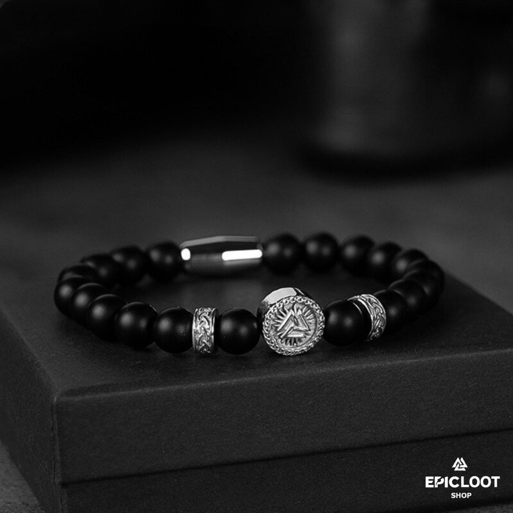 Odin's Valor: Natural Stone Viking Bracelet