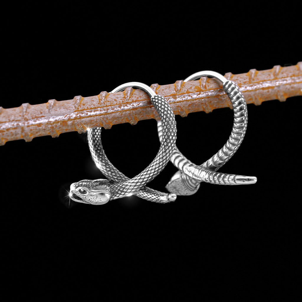 Jormungandr Snake Viking Earrings - Viking Jewelry For Men - Close-up | Epic Loot Shop