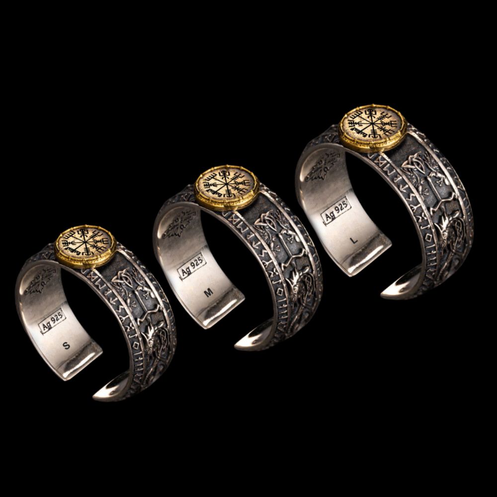 Multi-Symbolic Viking Rune Ring - Handcrafted Viking Rings For Men - On Model View | Epic Loot Shop