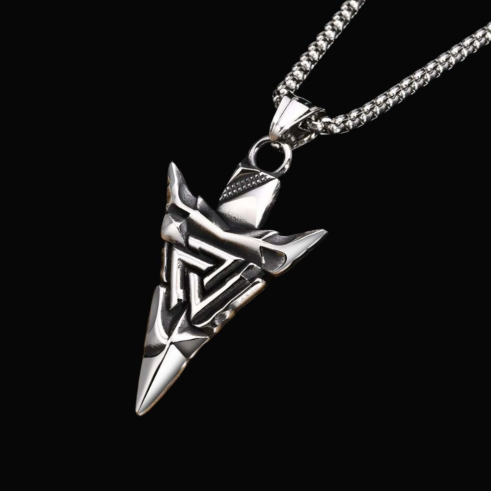 Odin's Guidance: Valknut and Gungnir Pendant with Othala Rune - Viking Necklace - Detailed View | Epic Loot Shop