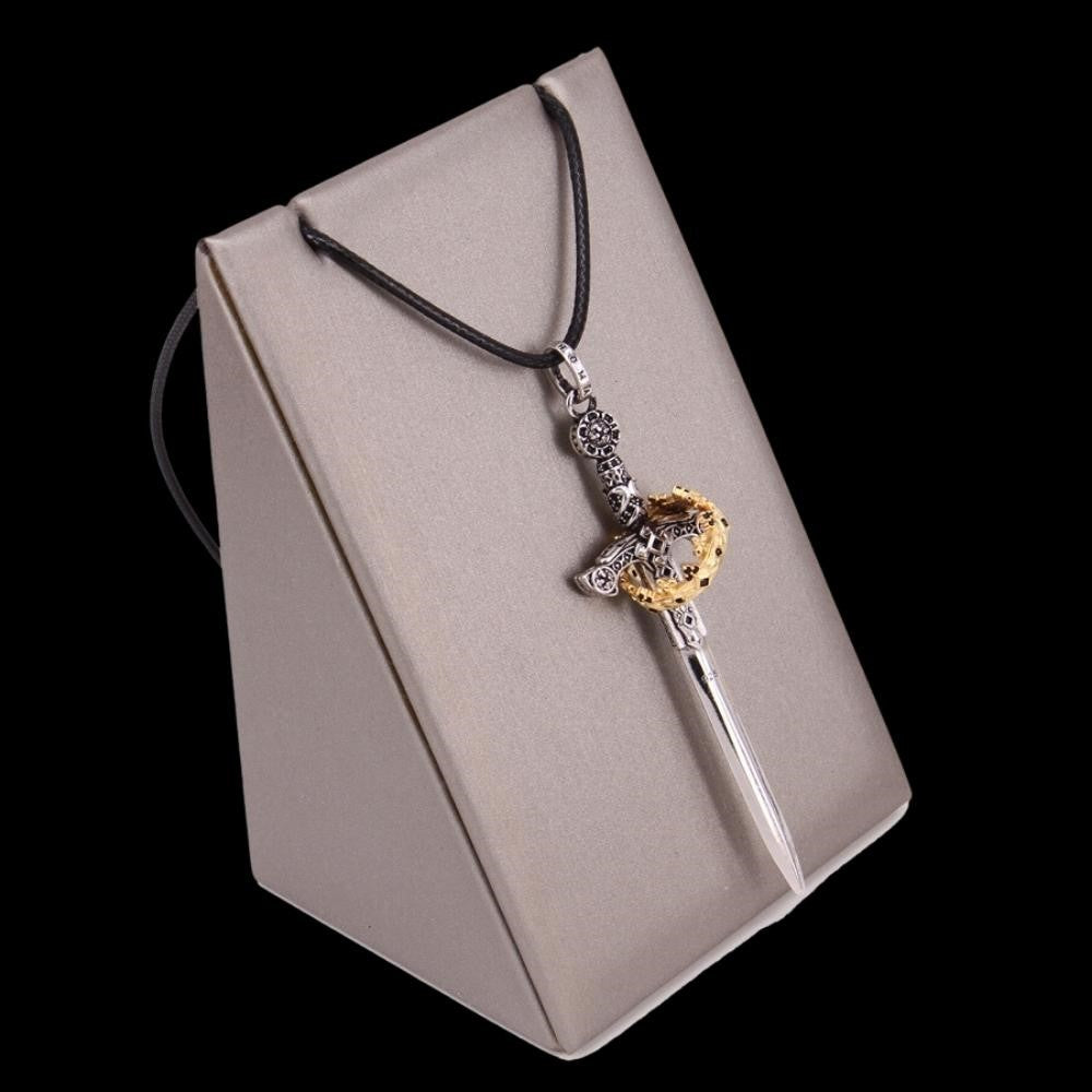 Royal Blade: Crowned 925 Silver Pendant Necklace